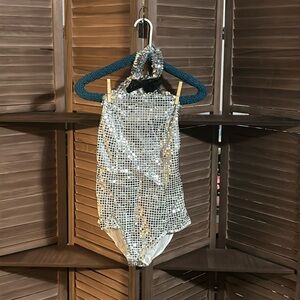Silver Sequined Leotard